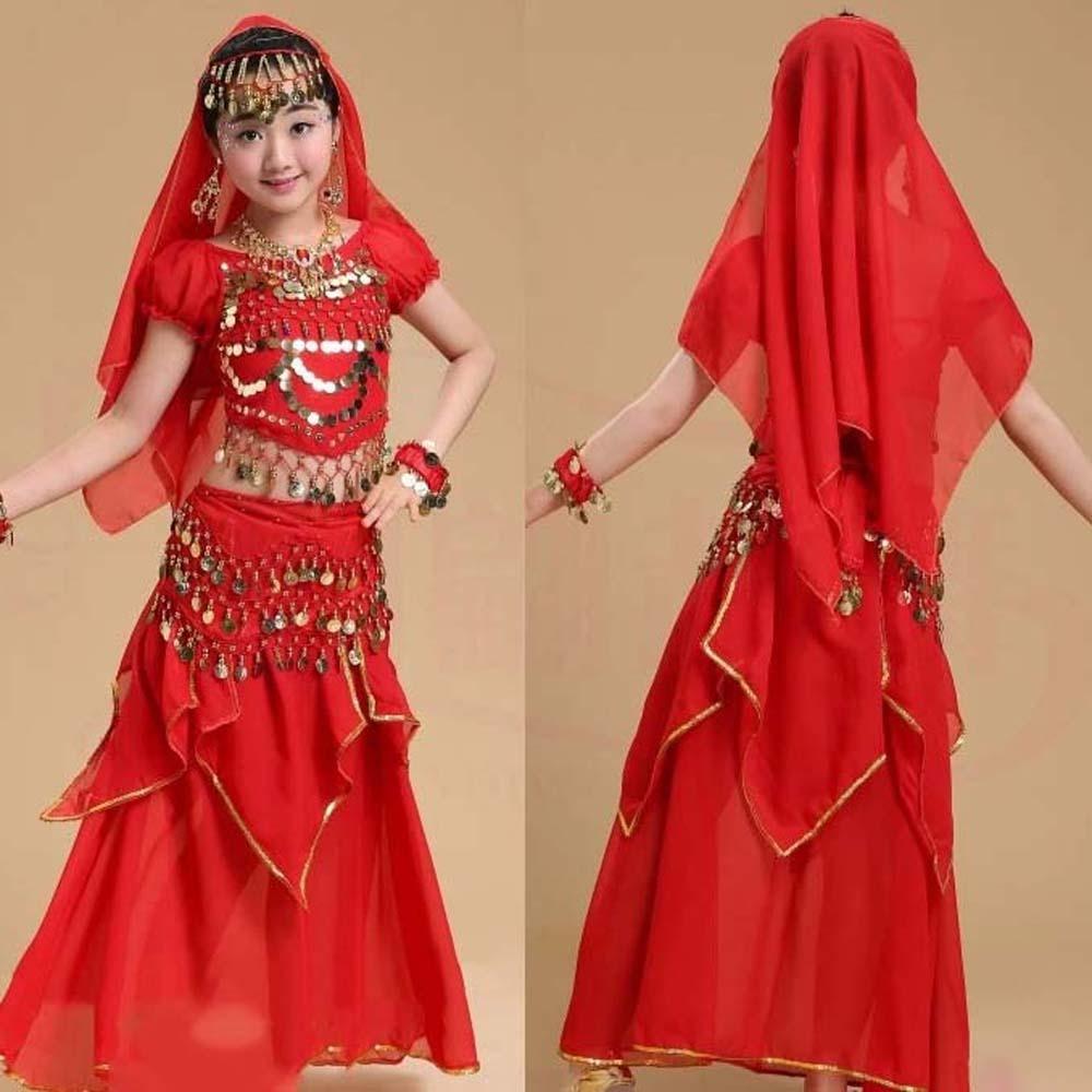 Princess Dress Belly Dance Costumes Colorful India Girls' Clothing Dance Costumes Set Festival