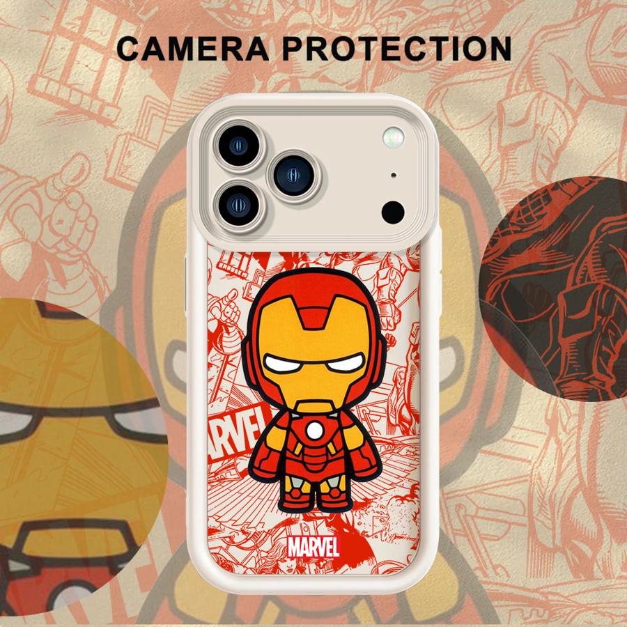 Мягкий чехол для телефона iPhone 13 12 11 Pro Max 15 16 14 Plus 17 Air XS Max XR 16e Marvel Мультяшный Железный человек