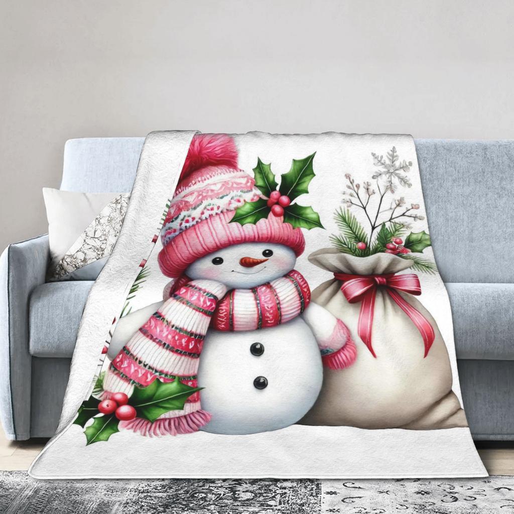 Christmas Snowman Plush Blanket Children Flannel Throw Blanket For Home Decor Warm Custom Quality Bedspread Gift