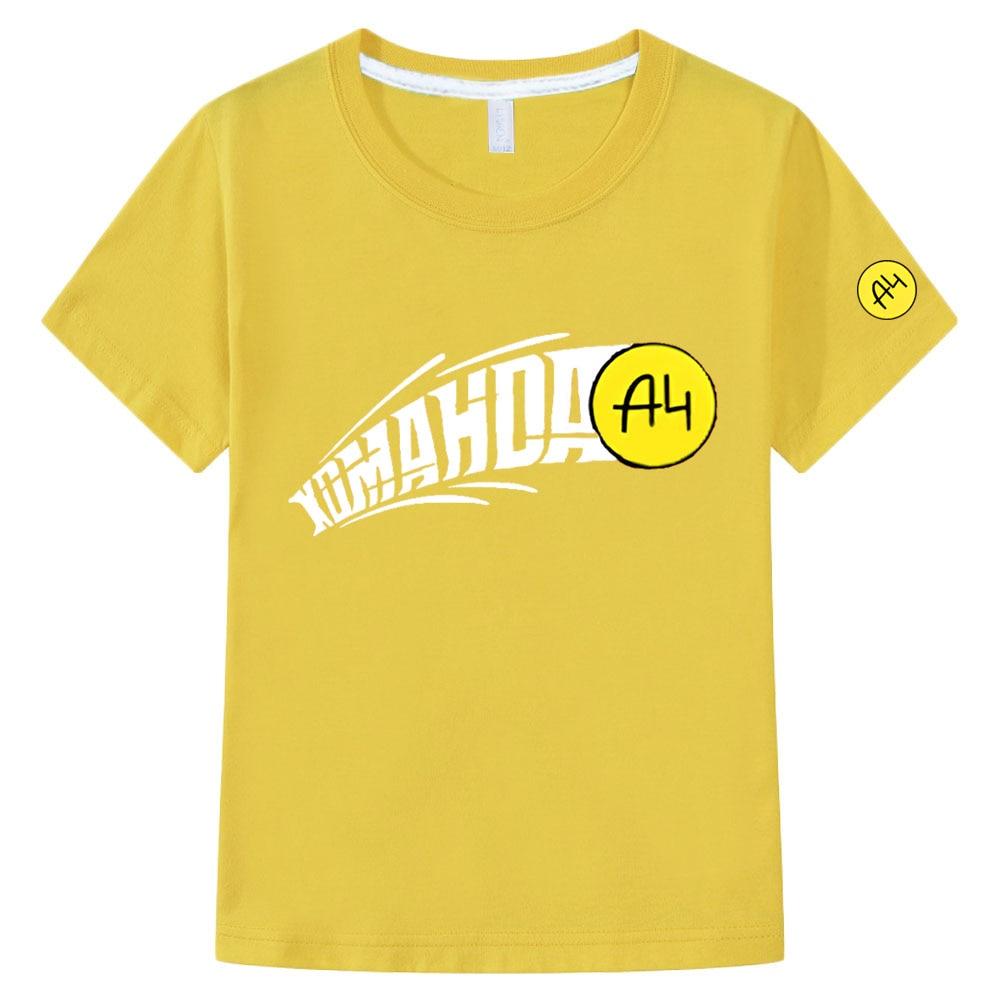Детская футболка Merch A4 с героями мультфильмов, новая летняя футболка с короткими рукавами для мальчиков и девочек, футболка Vlad A4 с бумажным принтом, детская одежда, топы, футболки