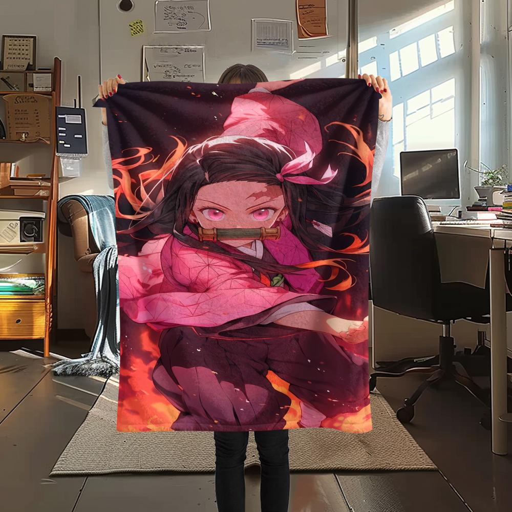 Demon Slayer Print Flannel Blanket,High quality Comfortable for All Seasons,Home Decor,Warmth and Comfort,Perfect for Christmas Gifts