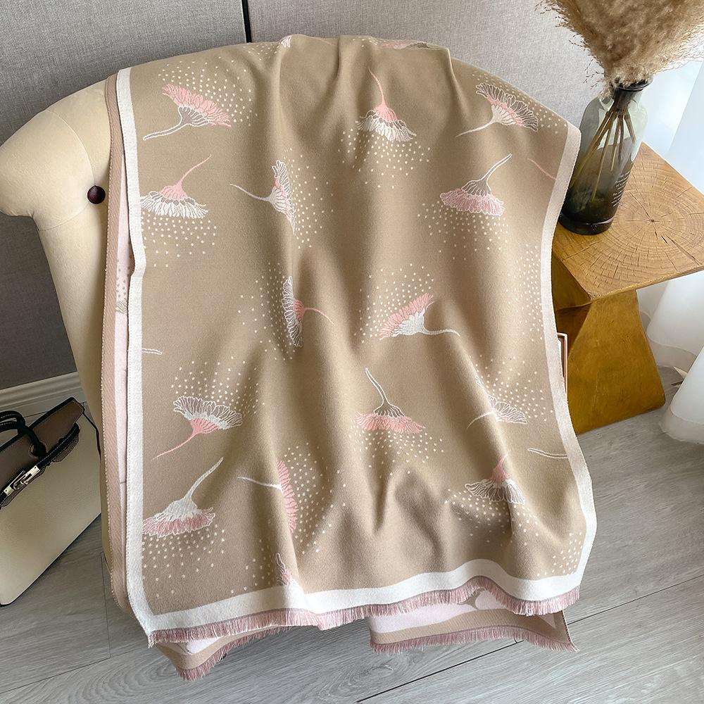 Vibrant Floral Woven Scarf - Soft, Breathable, and Warm Imitation Cashmere Shawl for Going Out - Elegant Versatile,and Coldproof for Autumn and Winter