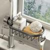 Кухонное пространство, алюминиевая сливная стойка для раковины, держатель для крана для хранения губки, сушилка для мыла, полка, корзина, органайзер, аксессуары для ванной комнаты