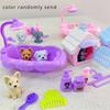 Cute Dog Pet Basket Family Toys Dog Doll Set Cage Toys Scene Playing Toys Christmas Decoration Thanksgiving Gifts Color Randomly