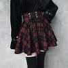 Gothic Lolita Skirt Women 2020 Spring Autumn Winter High Waisted Lace-up Short Plaid Wool Skirts Mini Tutu Femme