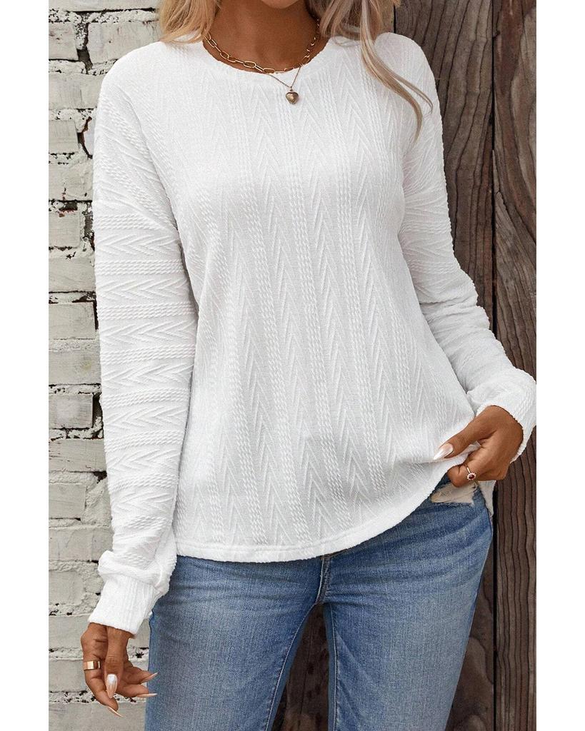 Azura Exchange Белый круглый вырез горловины с заниженной линией плеч, текстурированный трикотажный топ