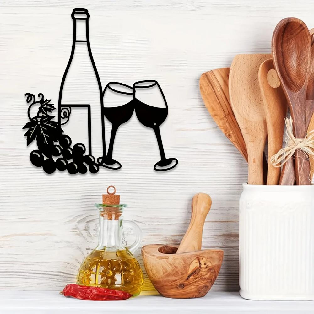 1 шт., элегантный декор для стен из металлической бутылки вина и стекла для внутреннего и наружного использования - идеально подходит для гостиной, спальни и кухни
