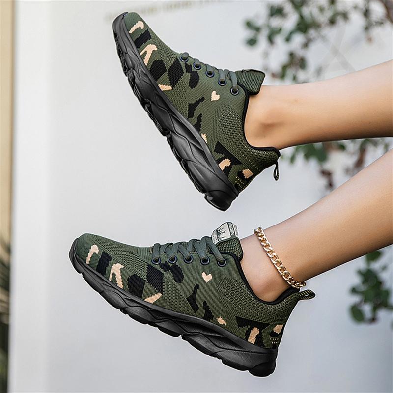 Женские кроссовки Ортопедические кроссовки Стильная обувь для ходьбы Кроссовки для бега на открытом воздухе Женские камуфляжные Нескользящие Дышащие сетчатые теннисные туфли