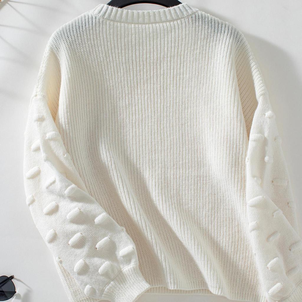 Осень-зима Винтажный свободный топ с длинными рукавами однотонный кардиган трикотажный свитер с круглым вырезом