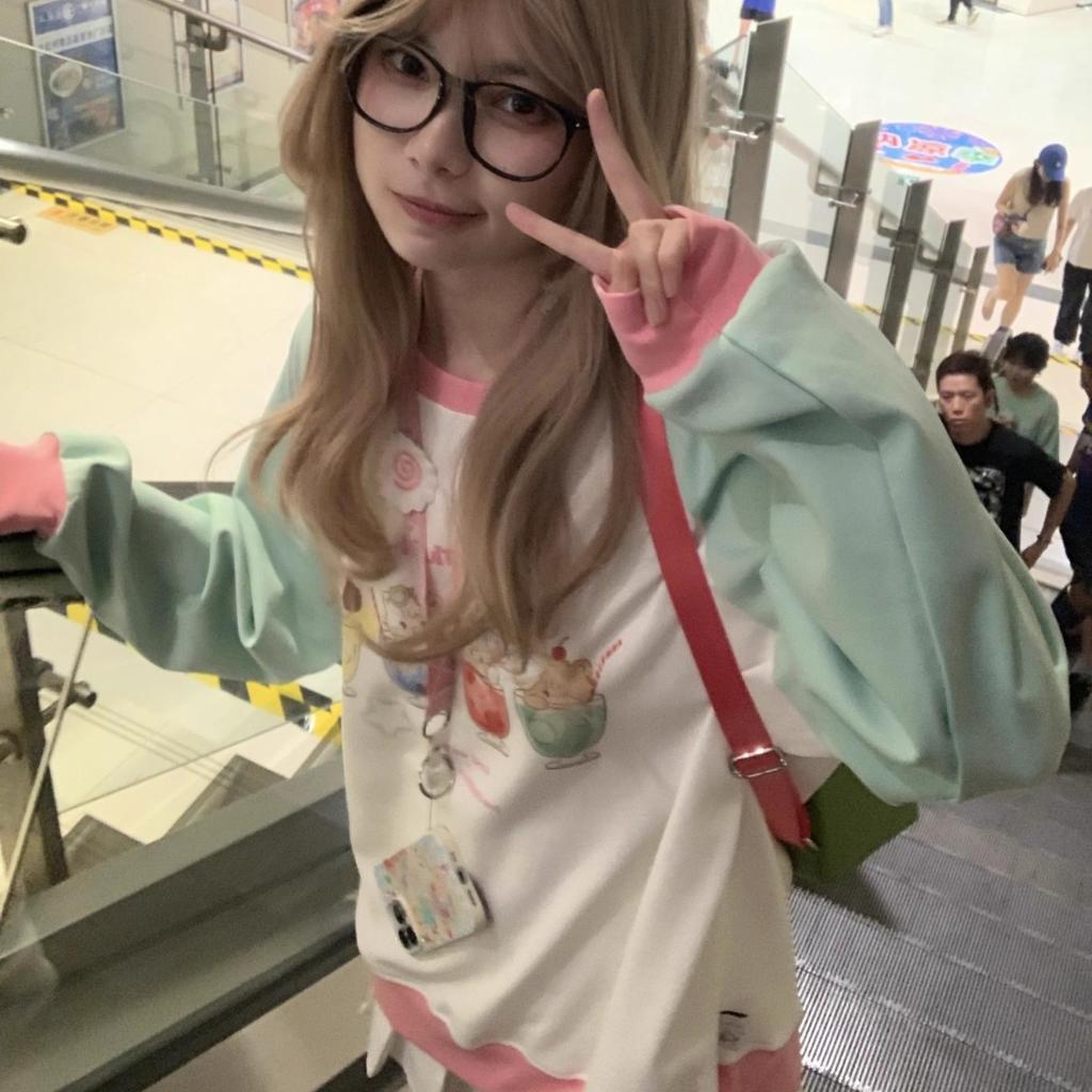 Y2k Harajuku Kawaii милая толстовка для женщин японская мода лоскутное толстовка с рисунком и принтом в консервативном стиле женская новинка