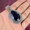 Подвеска с синим сапфиром, подвеска из драгоценного камня ручной работы, подвеска из стерлингового серебра 925 пробы, антикварные ювелирные изделия, для подарка на помолвку