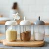 Glass Spices Jars Stickers Salt Sugar Powder Olive Oil Pepper Seasoning Storage Bottle Spoon Base Tools Kitchen Accessories Set