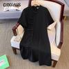 Plus Size Women's Dress Summer New Chinese Improved Disc Buckle Cheongsam Loose Slimming Dress