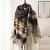 New Cashmere Imitation Plaid Scarf Men Women Winter Warm Scarf Color Matching Fringe Scarf Long Warm Shawl Leisure Vintage Wraps