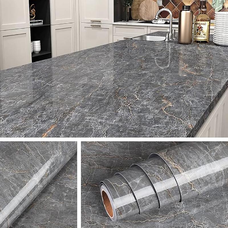 Decorative Waterproof Moisture-proof Oil Resistant Self-adhesive Wallpaper Ceramic Tile Wall Sticker 40cm Marble Countertop