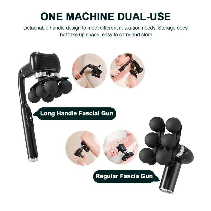 2026 New 6-Heads Handhel Fascia Gun High Frequency Vibration Body Massage Gun Neck Shoulder Waist Back Handle Massager Fascia Masajeador