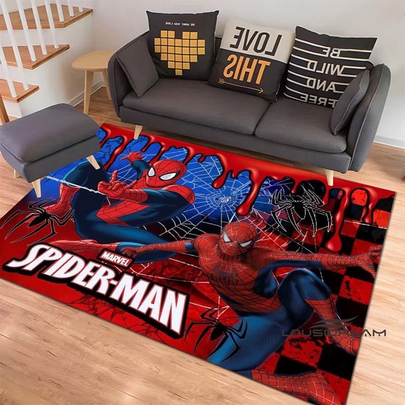 3D-Printed Cartoon Spider-Man Rug — Ideal for Home Decor (Bedroom, Living Room, etc.); Fluffy Square Carpet, Soft Area Rug, and