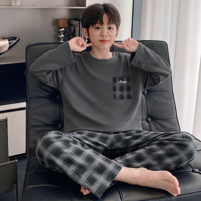 Boys Cotton Pajama Set Long Sleeve Cartoon Print Loose Comfortable Sleepwear Kids Ages 8 Fall