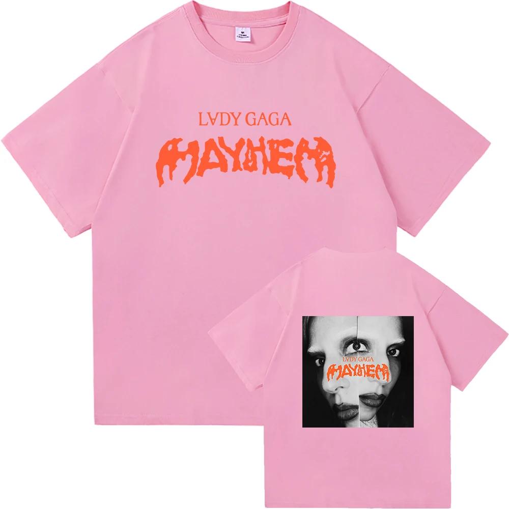 Футболка Lady Gaga Mayhem 2025 Новый Альбом Мода Мужская/Женская Одежда Ретро Харадзюку Высококачественная Одежда для Фанатов Футболки