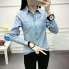 Женская джинсовая рубашка с длинным рукавом на весну и осень, студенческая рубашка в стиле колледжа Wind Design Slim