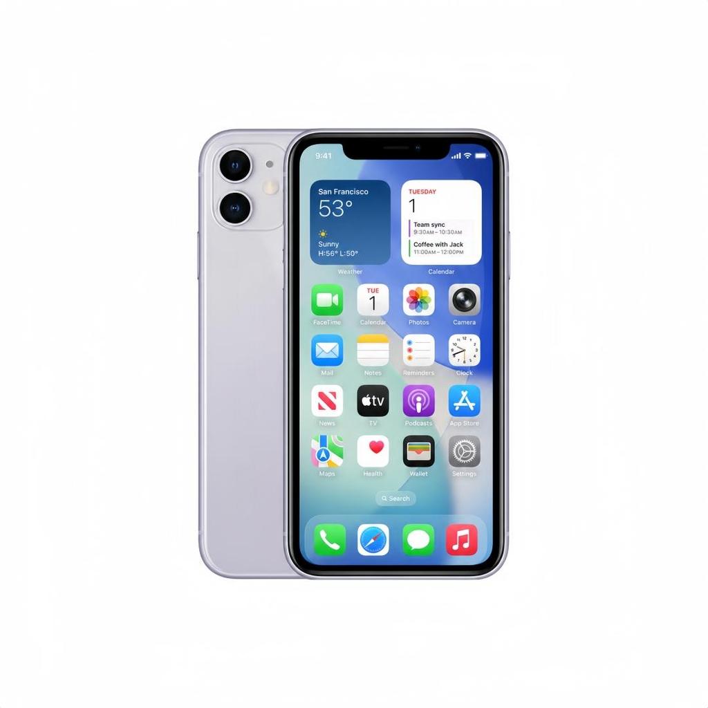 Восстановленный Apple iPhone 11 128 ГБ Черный/Белый/Фиолетовый Смартфон на iOS – 6,1-дюймовый дисплей Liquid Retina, A13 Bionic, Face ID, Двойная 12-мегапиксельная камера