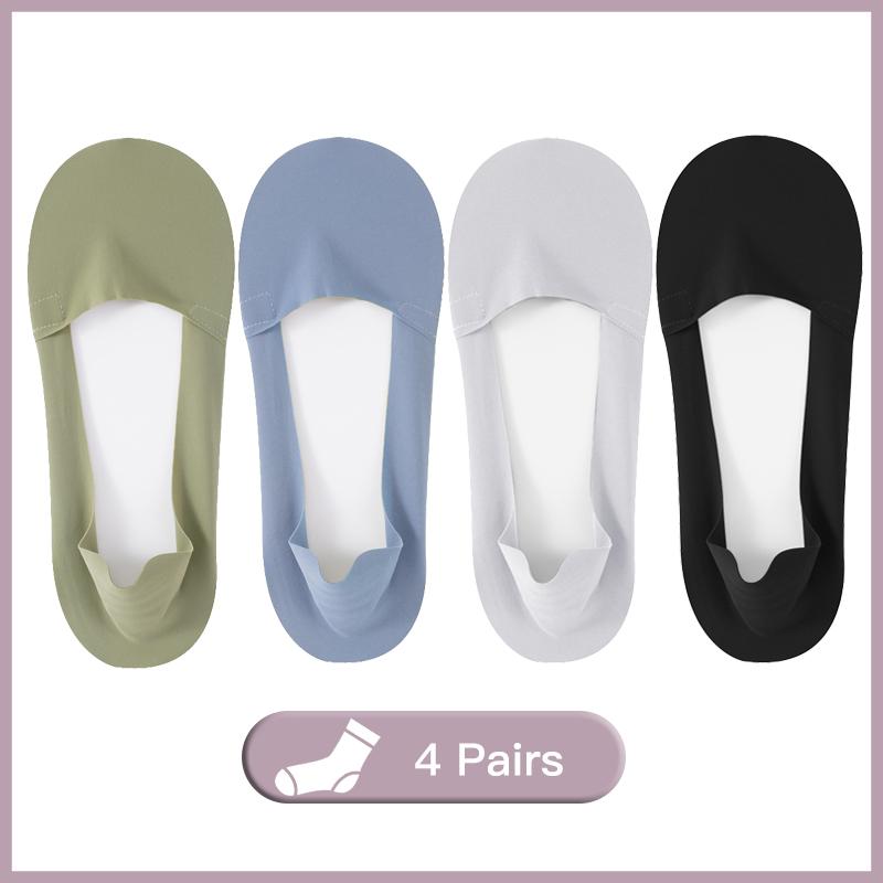 Ice Silk Low Cut Boat Socks for Women Seamless Breathable Silicone Anti Slip Socks Female Invisible Socks