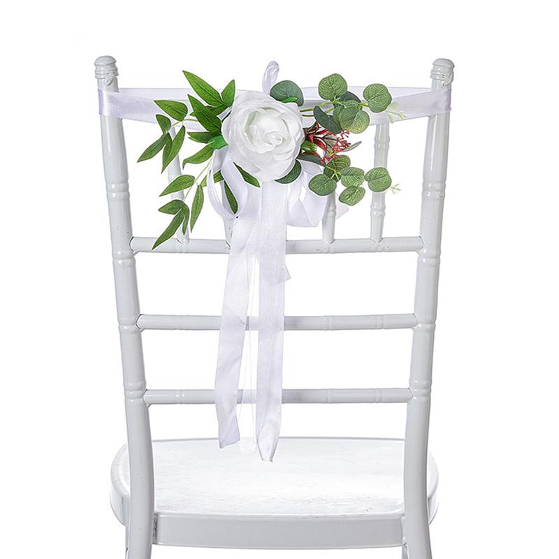 1 шт., цветок розы на стул для церкви, автомобиля, деревенская свадьба, искусственный цветок, свадебные принадлежности, пояса, узел, элегантный, 46x27 см