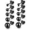 5 Pairs 316L Stainless Steel Round Ball Studs Earrings 3mm-7mm Ball Earrings Studs Set for Women Men, Black