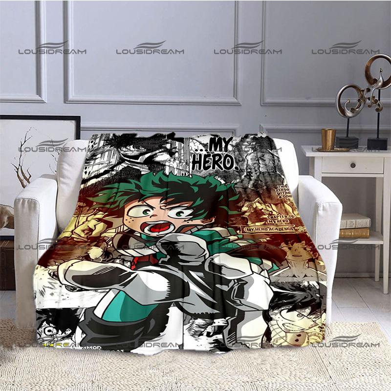 Cartoon Animation Pattern Blanket My Hero Academia Warm Flannel Thin Blanket Portable Home Travel Office Lunch Break Blanket