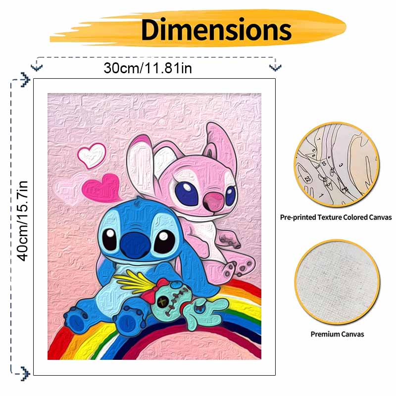 Disney Lilo Stitch Love Rainbow Oil Art Painting Kit Home Wall Decor Handmade Gift For DIY Art Craft Lovers Living Room Wall Art Decors