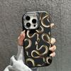 N72 Black Gold Snake Art Soft Back Cover for Samsung S24 Ultra A14 iPhone 16 Pro Max Xiaomi Redmi Note13 Plating Frame Camera Protector Case