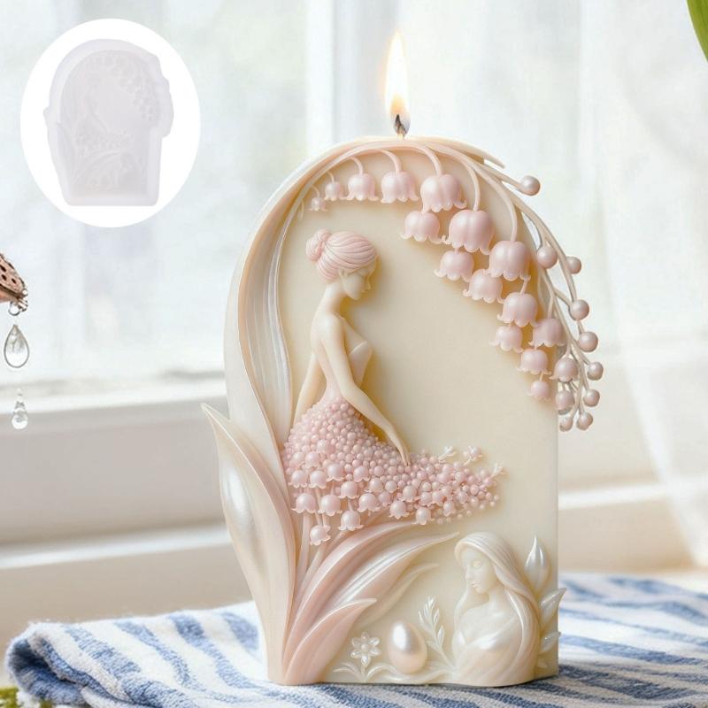 Lilys of the Valley Silicone Candle Mould Featuring Florals Designs for Realistic Home Candle Easy Demold Process