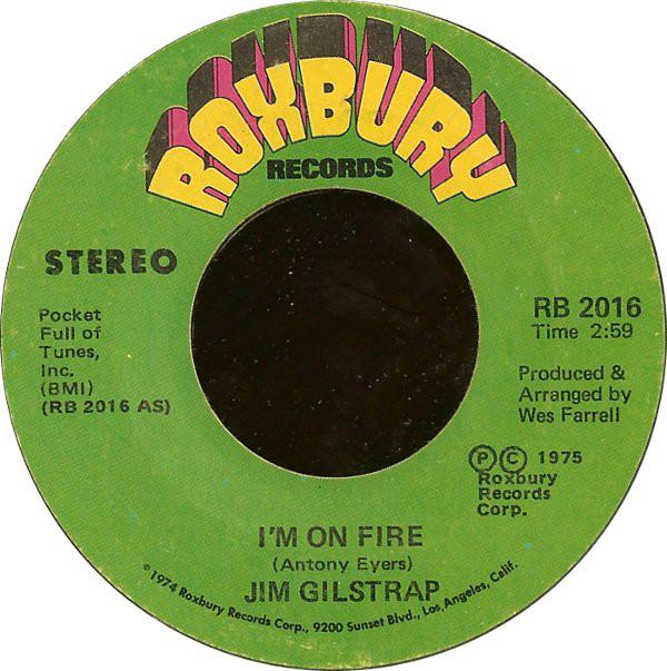 7-дюймовая пластинка JIM GILSTRAP - I'm On Fire RB2016 Roxbury Records 1975 US Soul/Funk Б/у
