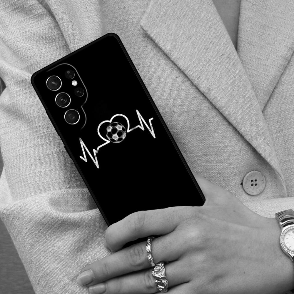 Soccer Heartbeat Cell Phone Case for Samsung Galaxy S26 Ultra S25 S24 S23 S22 S21 S20 Note10 Cover