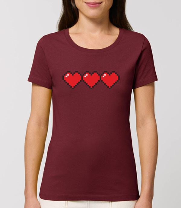 3 Pixel Hearts Retro Gaming Life Bar Videogame Unisexs Fit TShirt