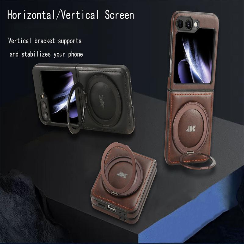 Применимо к складному мобильному телефону Samsung Z Flip7 чехол кожаный магнитный вращающийся держатель flip5/4/3 кожаный чехол анти-