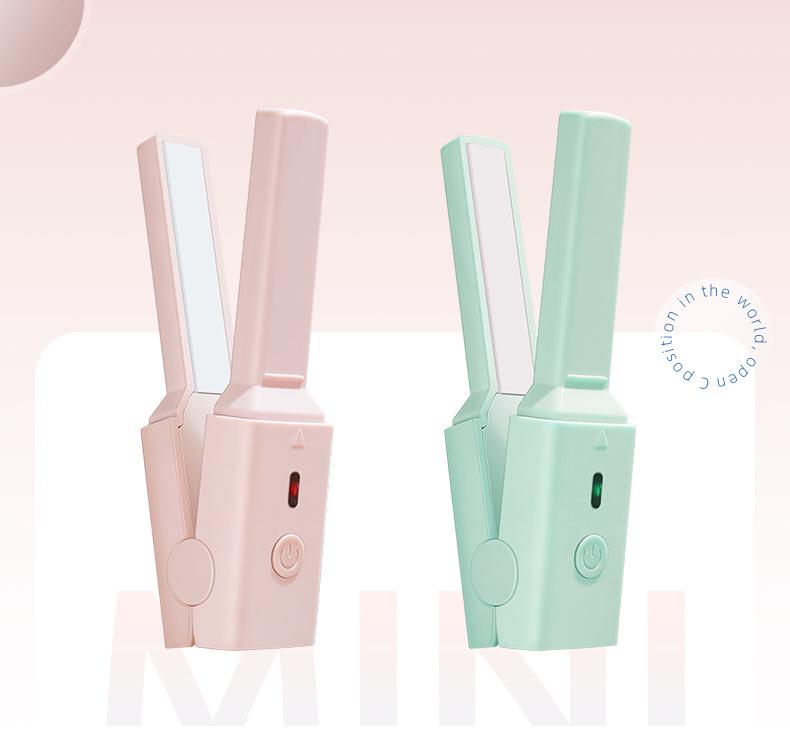 USB мини-выпрямитель для волос и щипцы для завивки двойного назначения - безопасный, портативный для общежитий, идеально подходит для челки