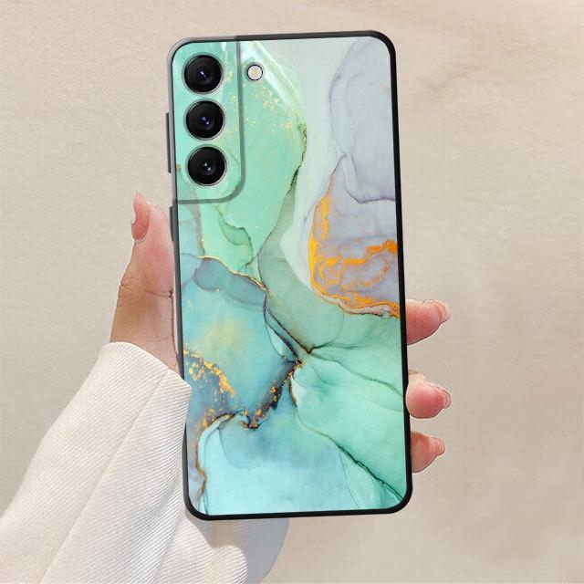 Цветной мраморный художественный чехол для телефона для Samsung Galaxy S22 Ultra 5g S21 Plus S20 Fe S7 S21 S8 S10e S10 S9, черный мягкий чехол