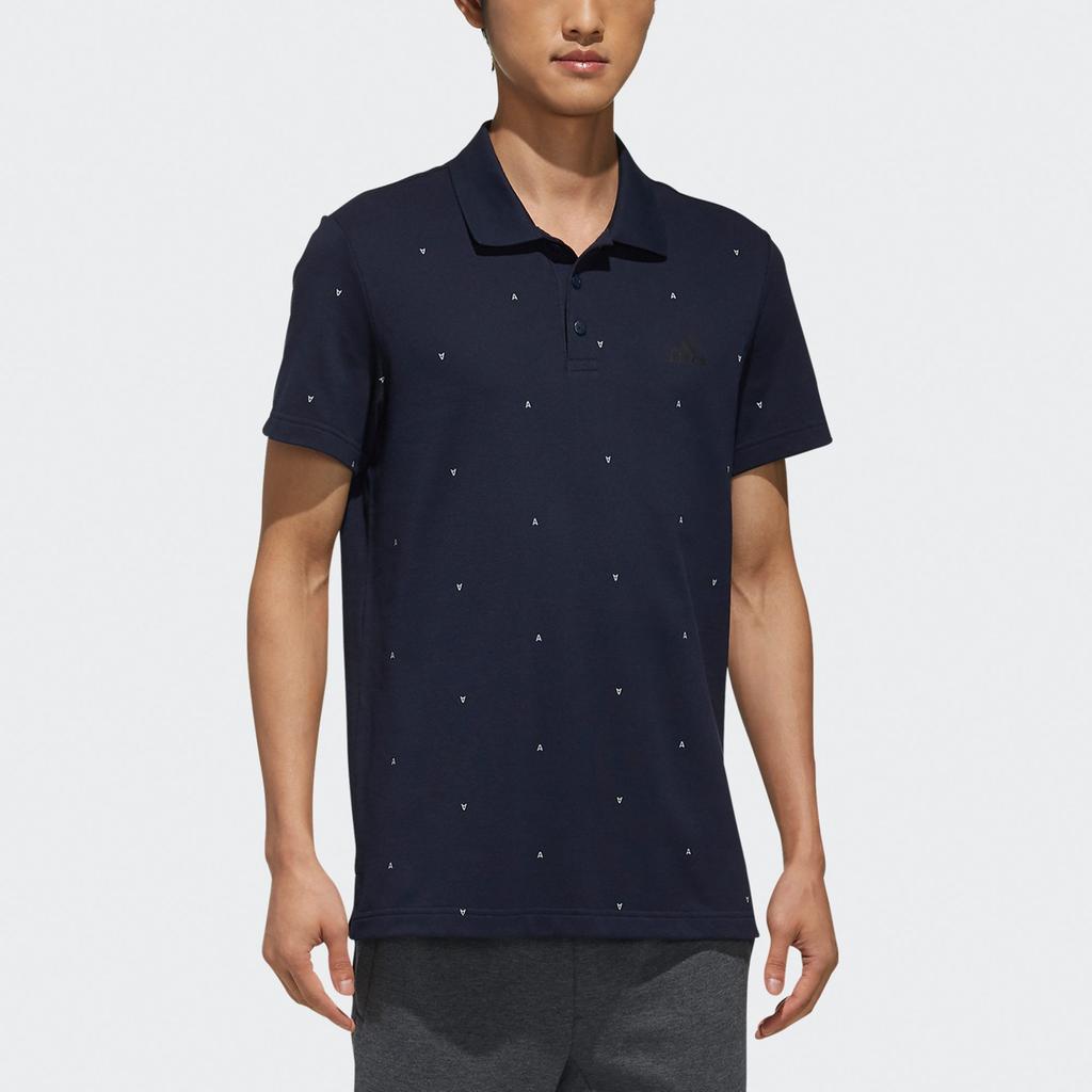 Adidas Polo Shirts Men's Navy Blue Polo Collar Moderate Straight Fit DY8707