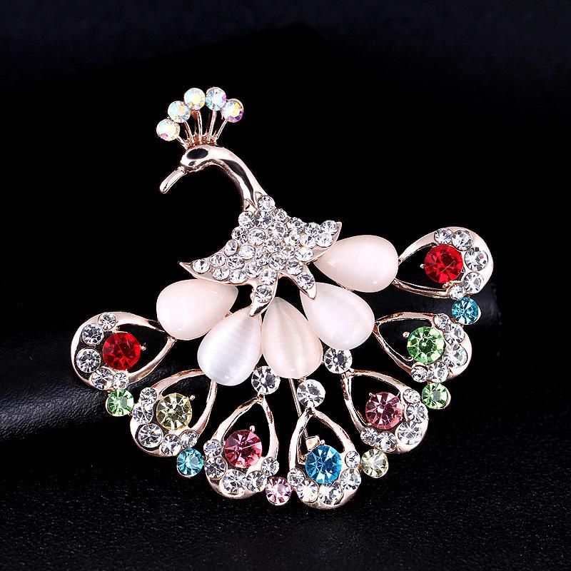 Модный опаловый цветной алмазный сплав павлин открытый экран брошь булавка брошь аксессуары для одежды