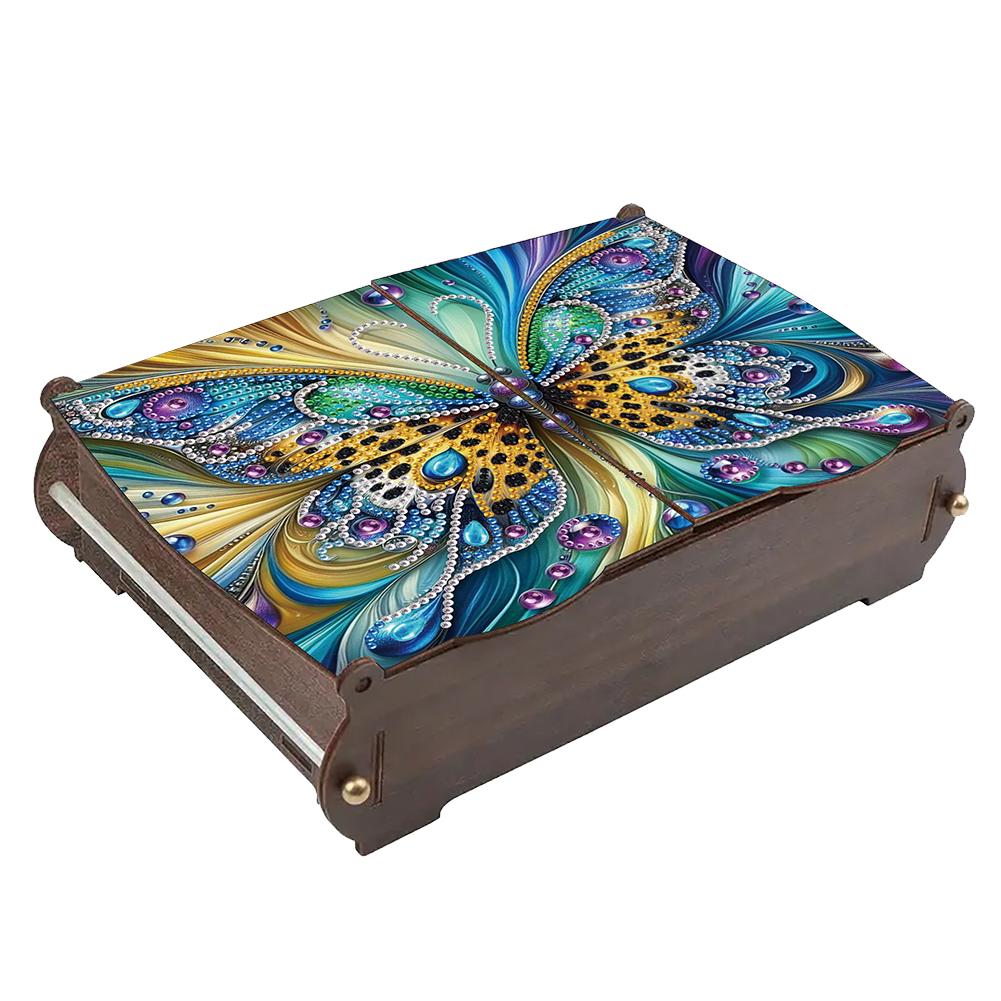 5D DIY Diamond Art Handmade Storage Box Partial Drill Colored Pattern Wood Case Crystal Mosaic Storage Container for Home Decor