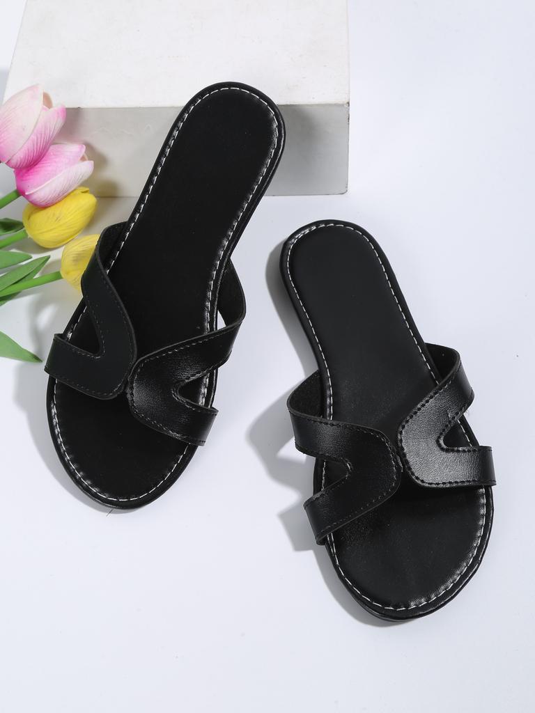 2023 Cross Border Тапочки больших размеров для женщин, европейские и американские летние новые повседневные сандалии с круглым носком и плоской подошвой, оптовая продажа