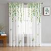 Watercolor Eucalyptus Leaves Plant Green Sheer Window Curtains for Living Room Bedroom Modern Tulle Curtains Fabric Drapes