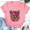 Tiger Graphic Short Sleeve Women Round Neck T-shirt Summer Casual Modal Shirt