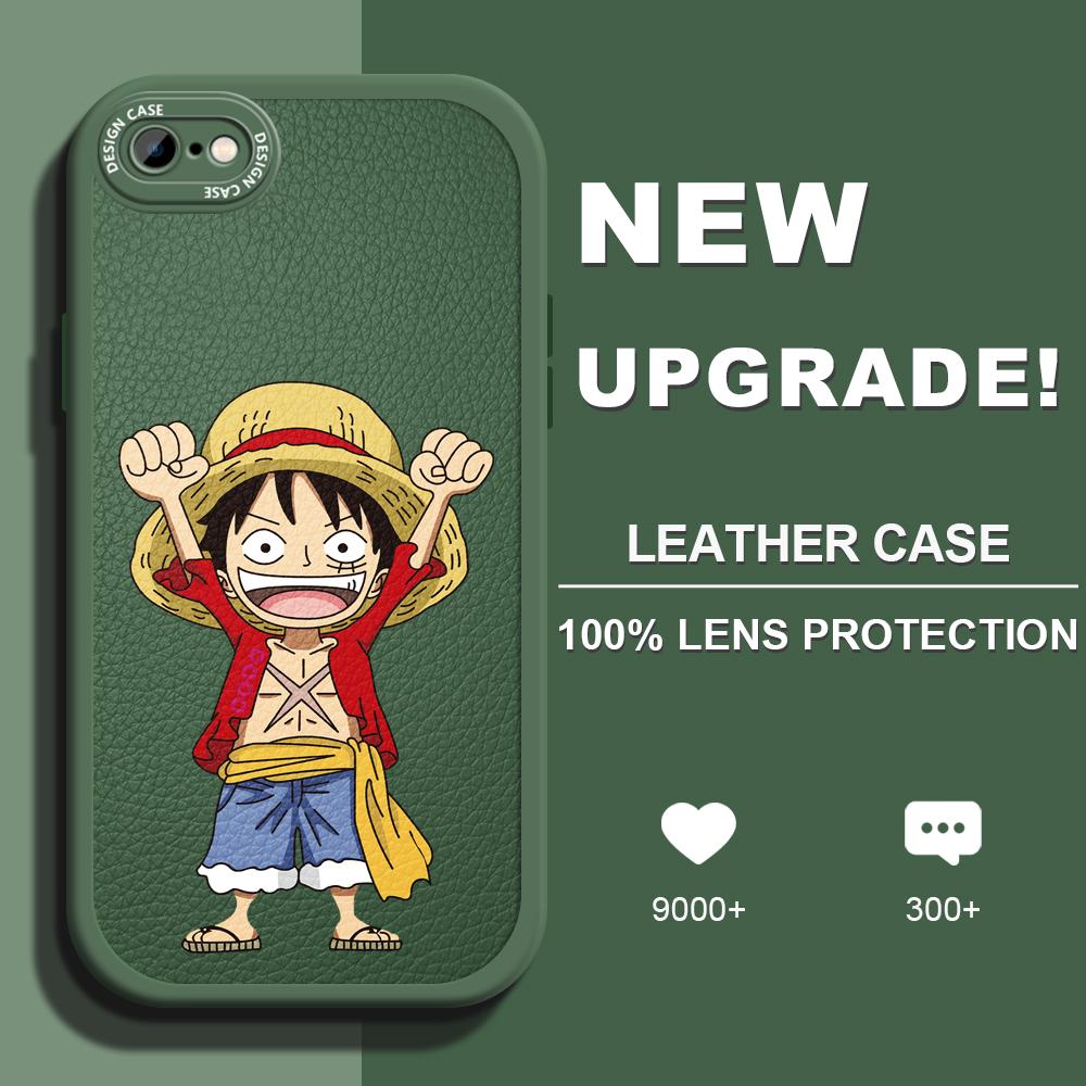 Slim Skin Feeling PU Leather Cute Cartoon Luffy Phone Cover for Infinix VIVO OPPO Reno Realme Huawei Nova Honor Smartphone Case