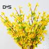 Искусственный зимний жасмин со стеблем Реалистичный искусственный шелк Желтый цветок Стол для домашнего офиса Центральная часть Искусственный цветок Ветка Цветочная композиция Украшение