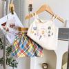 Kids Girl Twopiece Summer Dress Set With Sleeveless Top And Short Skirt For Children 3 To 8