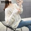 Hollow Women's Knitwear Spring and Autumn Style V-neck Loose Bottoming Shirt Short Long-sleeved Sweater Coat