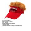 Шляпа Трампа 2024 с волосами, парик «Сохраним Америку снова великой», шляпа с вышитой буквой Трампа, шляпа с американским флагом, регулируемая бейсболка
