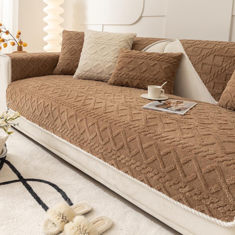 Winter Plush Thickened Sofa Cushion Winter Thickened Cushion New Non-slip High-grade Fabric Sofa Cover Cover Towel